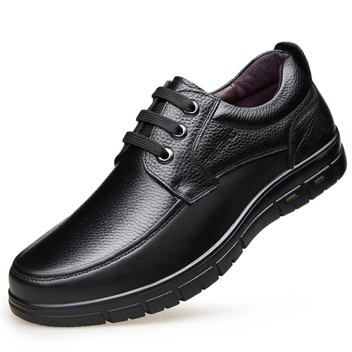 Autumn men's leather shoes, genuine leather middle-aged dad's shoes, round-toe breathable soft leather large size casual middle-aged and elderly men's shoes