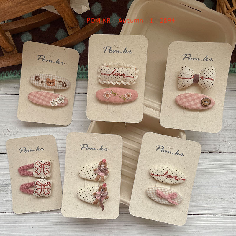 New Korean-Style Sweet Pink Fabric Hair Clips for Children, Cute Polka Dot Bear Hairpins, Pair of Bangs Clips for Girls New Korean-Style Sweet Pink Fabric Hair Clips for Children, Cute Polka Dot Bear Hairpins, Pair of Bangs Clips for Girls