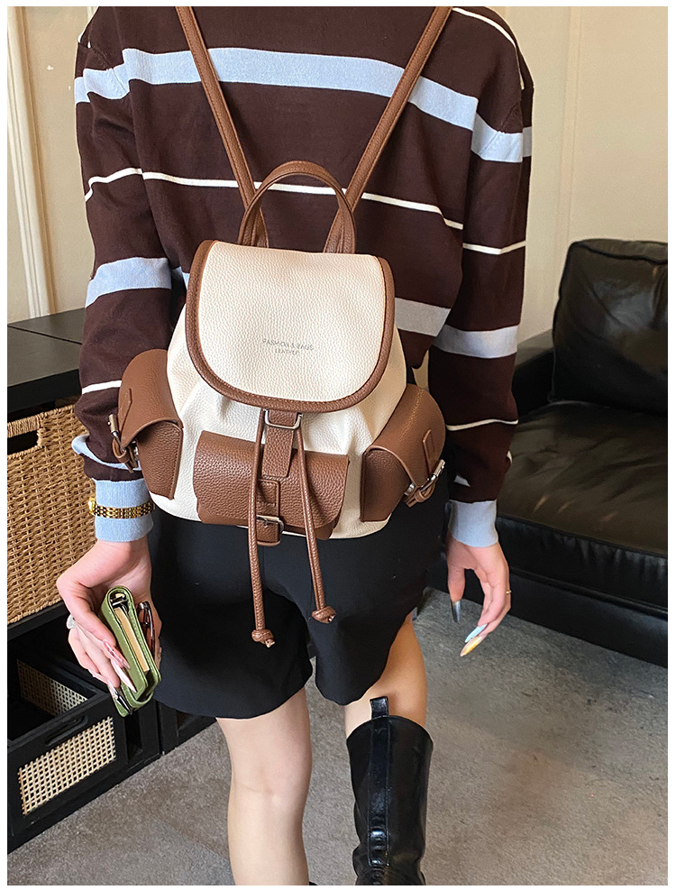 Backpack Women's Casual Versatile Niche Design Backpack Travel Color Blocked Small Backpack_voghion.com