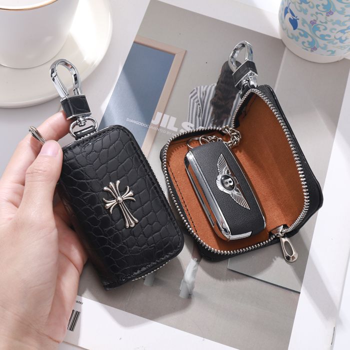 New Cross-Border Household Car Key Protective Cover for Men, Soft Leather Zipper Key Storage Bag, Mini Portable Carry-On for Men