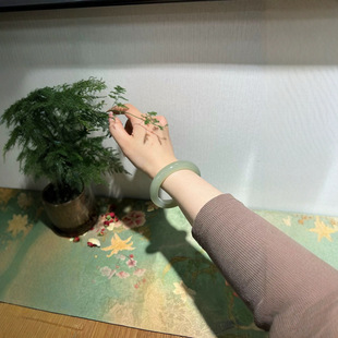 Jin Yutang Xinjiang Hotan Jade Bracelet Green Grape Sweet at the Entrance 57/13 is the breath of spring