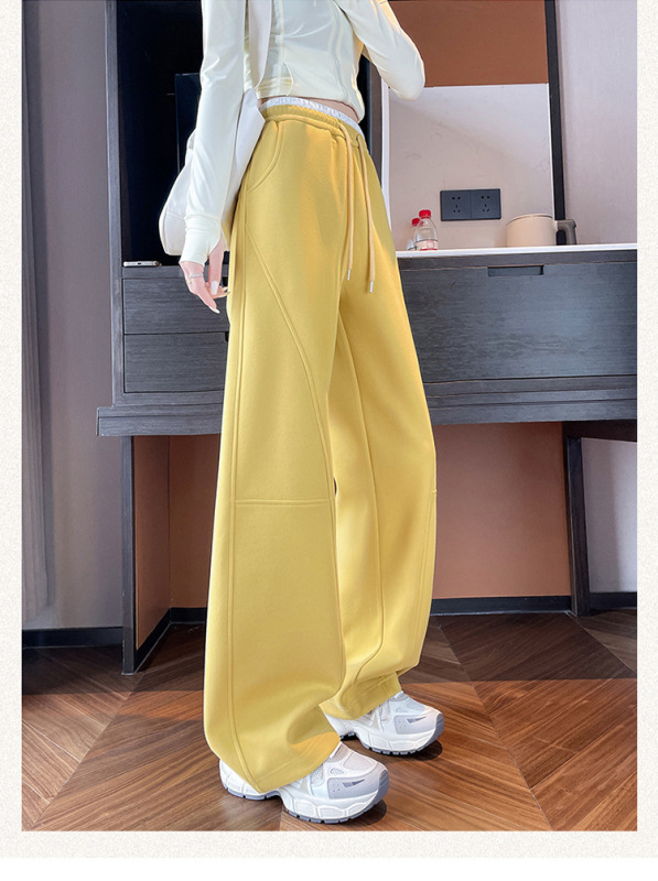 女性用カジュアルスポーツパンツ2025春秋新作ドーパミンナローバージョンストレートシミターバレルルーズワイドレッグフロアレングスパンツ|undefined