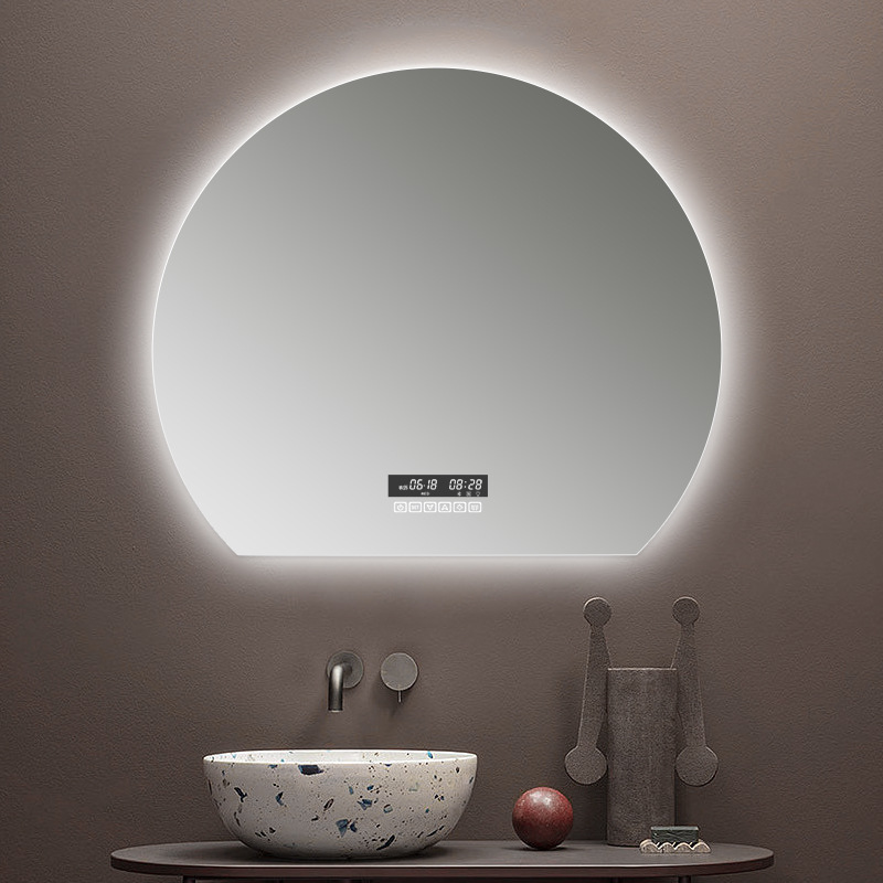 Espejo de baño de forma especial espejo inteligente pantalla táctil LED lámpara luminosa espejo de vestuario doméstico espejo de baño anti-fog