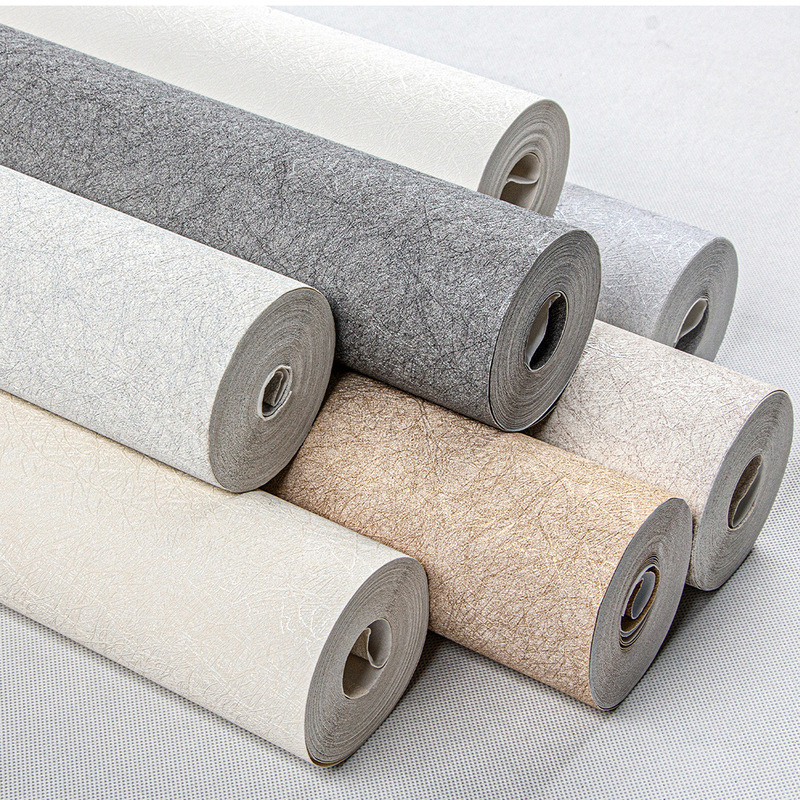 3D Embossed Silk Pattern Pvc High-End Pure White Wallpaper for Living Room and Bedroom, Gray Moisture-Proof Wallpaper for Hotel Projects