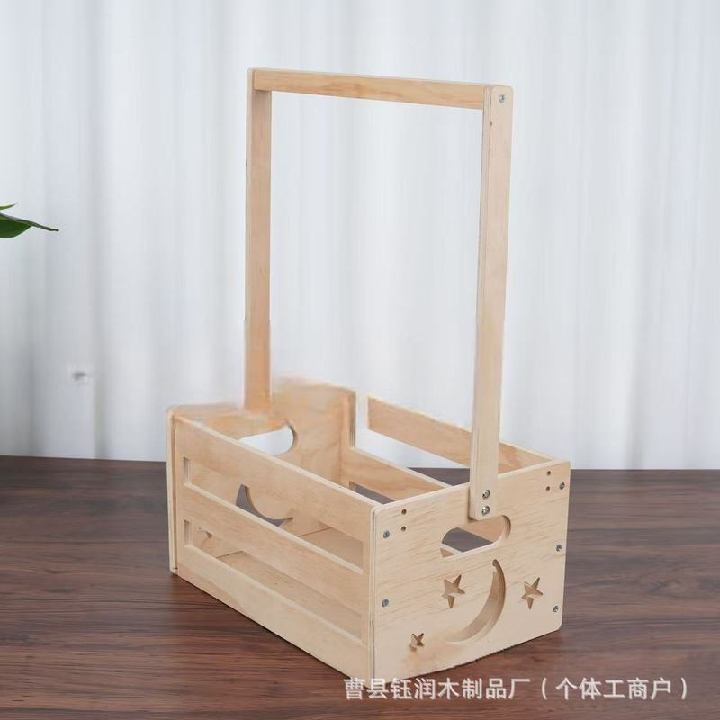 跨境实木婴儿收纳箱带手柄家用木质收纳提篮  实木婴儿衣物收纳筐|undefined