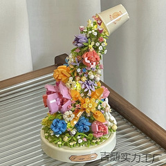 积木花拼装玫瑰花八音盒永生花玩具女孩系列新款七夕礼物缘亿批发