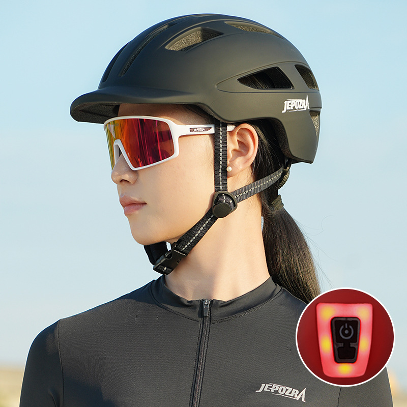 Casco de bicicleta Luz de advertencia LED Casco de lengua de pato de ocio Casco de bicicleta de montaña de carretera Casco de ciclismo de cercanías de la ciudad