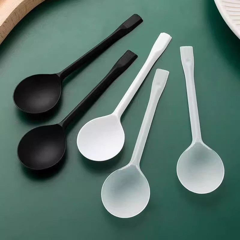 Cuchara de plástico desechable, pastel de postre, polvo de hielo, cuchara de sopa gruesa, cuchara comercial para llevar, cuchara de tortuga dorada de embalaje independiente