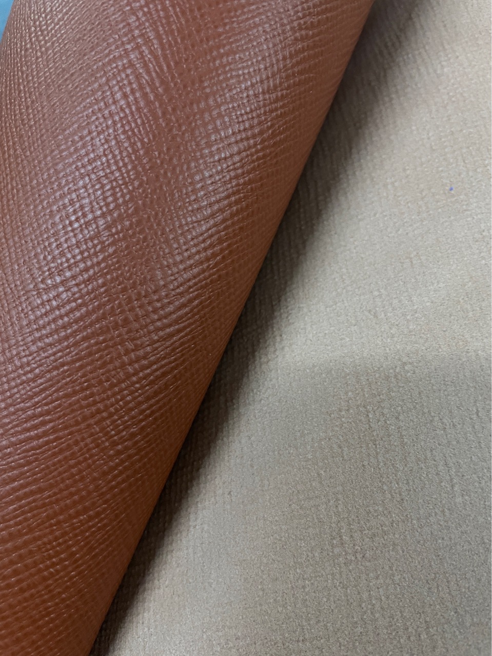 進口頭層手工DIY真皮皮料棕色深棕十字纹箱包鞋子手帐手机壳真皮