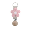 Apricot (wooden hat clip with holes) [pink (woven style) five-petal flower]