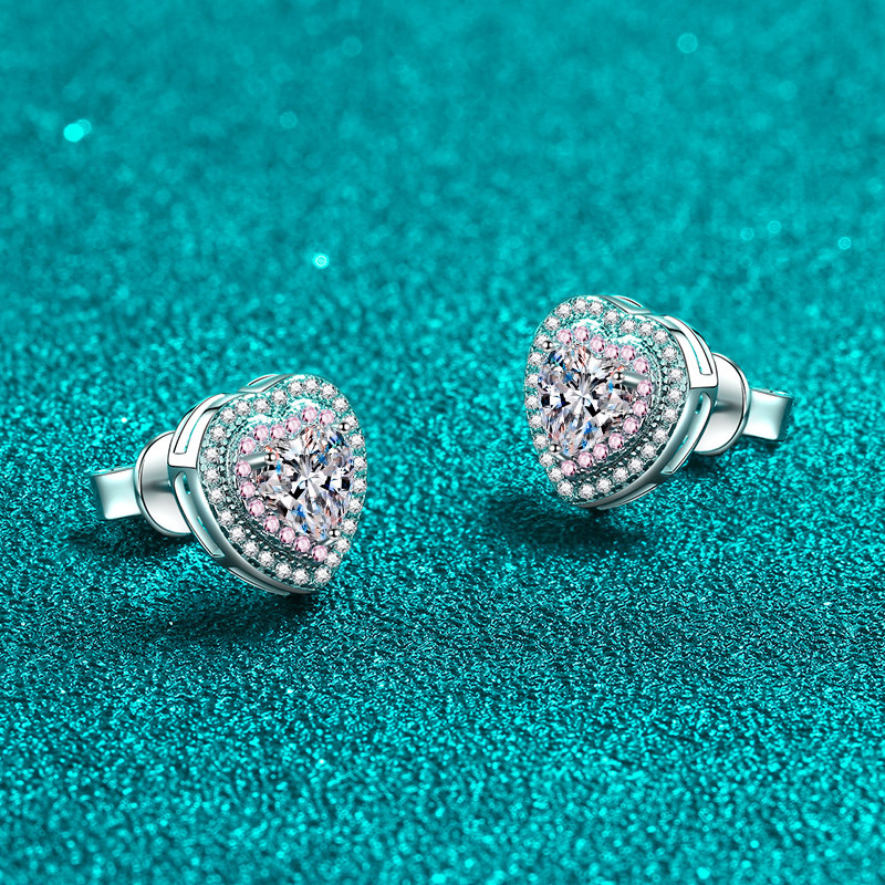 D-colour Moissanite Heart Hoop Earrings In Sterling Silver_voghion.com