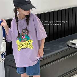 韩版童装女童T恤儿童短袖上衣2024夏装新款棉宽松体恤潮t