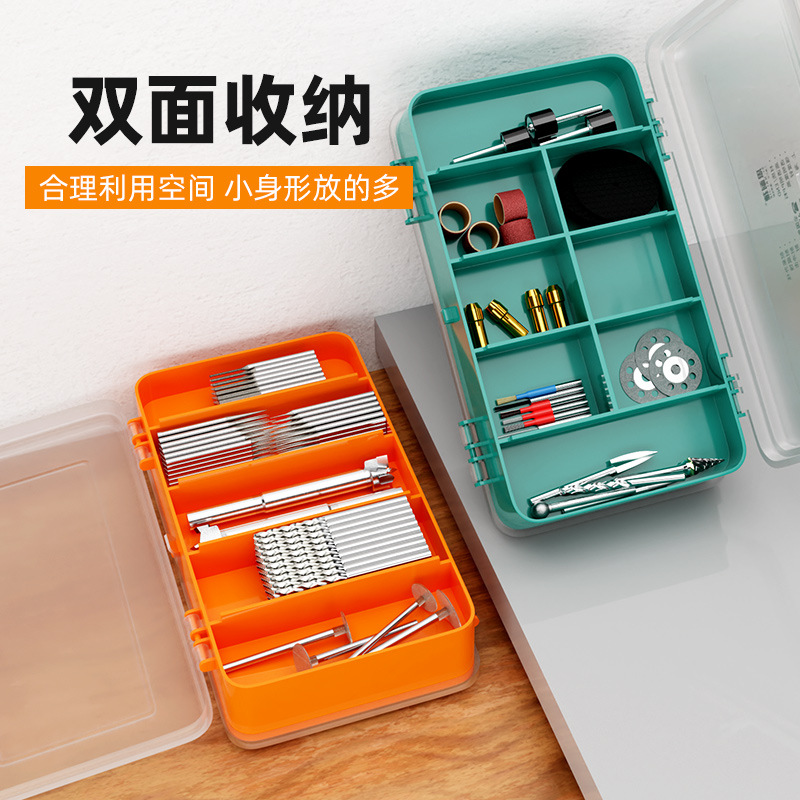 1213 piezas transparentes caja de almacenamiento de caja de reparación de telecomunicaciones portátil doble-Flip elemento de doble cara caja de 13 celosía fija