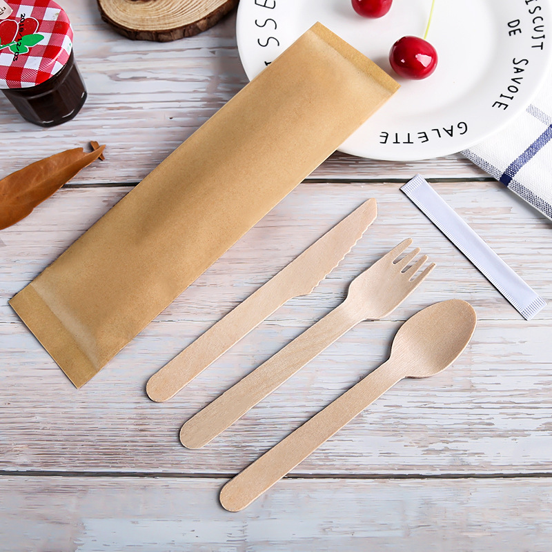 环保可降解木餐具一次性木质刀叉勺套装蛋糕勺西餐木装食品级外带