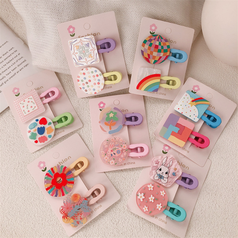 Cream Candy coreano para niños impresión de color flor gran patrón de patrón de boca de pato para niñas padres e hijos pintados en pulverización de colores