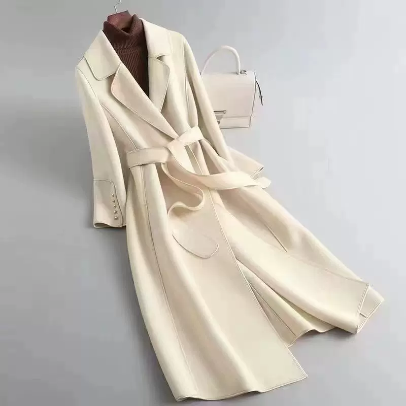 2025女网红新款高档毛呢大衣中长款双面绒保暖简约秋冬季百搭外套