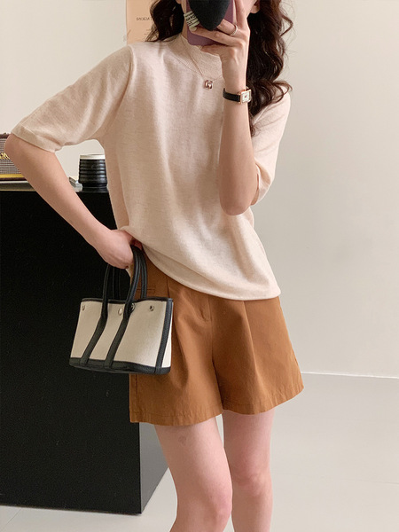 elegant woolen autumn solid color colored knitted sweater