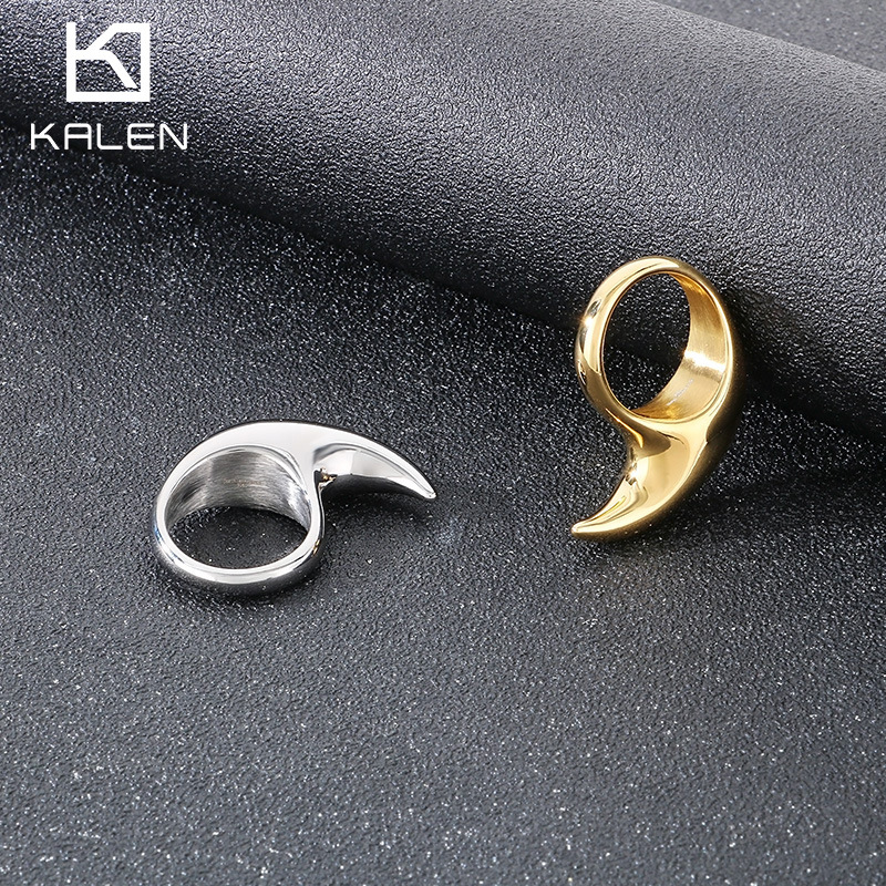 Creative Personality Crescent Ring Fashion Hip Hop Niche Design Moon Shaped Stainless Steel Men's Ring