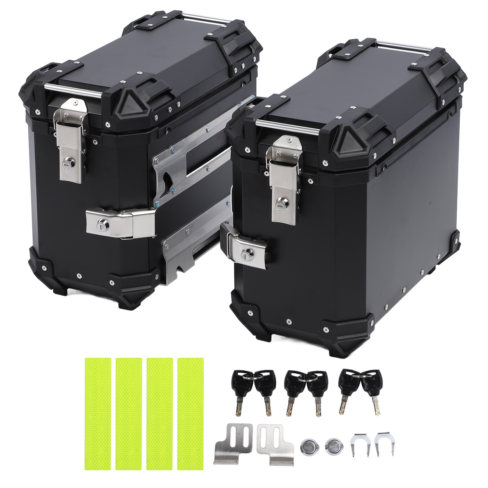 28L/35L Motorcycle Aluminum Alloy Side Box with Large Corner Protection, Waterproof and Anti-Collision, Travel Embossed X-Style Universal Modified Side Box