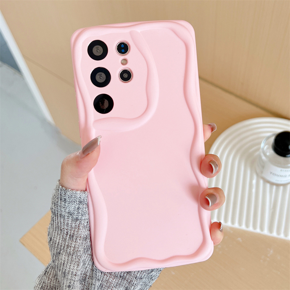 适用三星S23Ultra马卡龙糖果色手机壳S24Plus波浪防摔保护套A735G