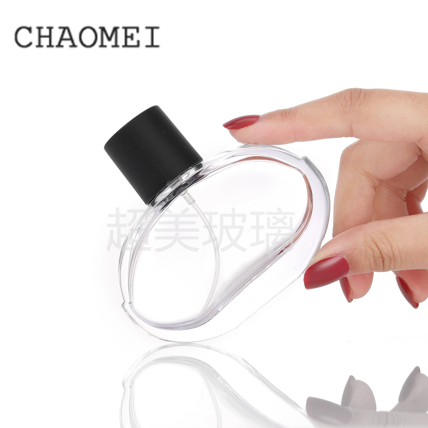 50ml扁圆形香水分装瓶15卡口香水瓶玻璃空瓶PP哑黑盖