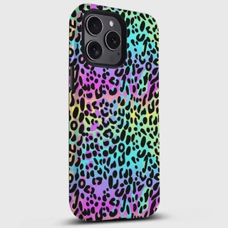 适用iPhone16/17promax小众ins冷淡风手机壳拼接苹果15彩色豹纹