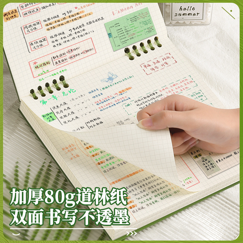 笔记本本子高颜值方形本网格横线空白加厚上翻活页本可拆卸作业本|undefined