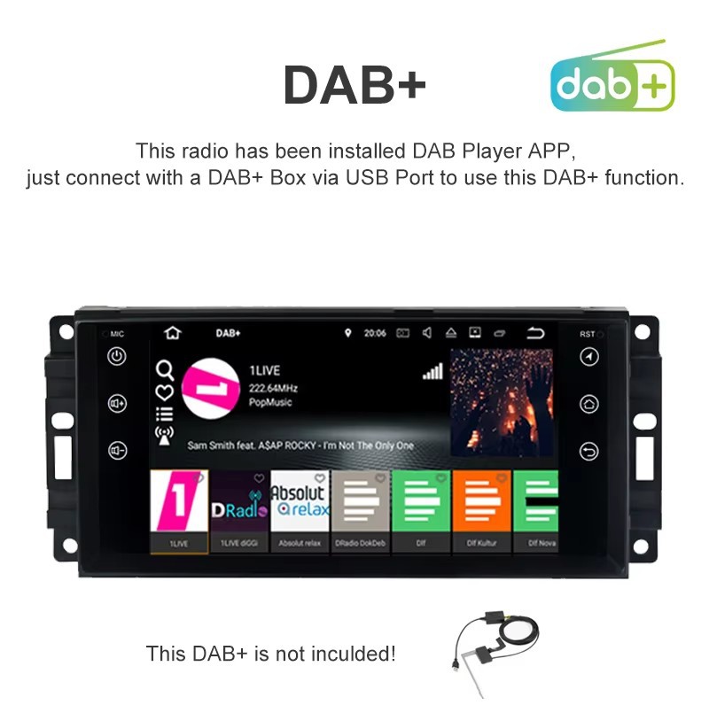 Suitable for 7inch Universal Jeep Compass Wrangler Dodge Chrysler Android Large Screen Car Navigation