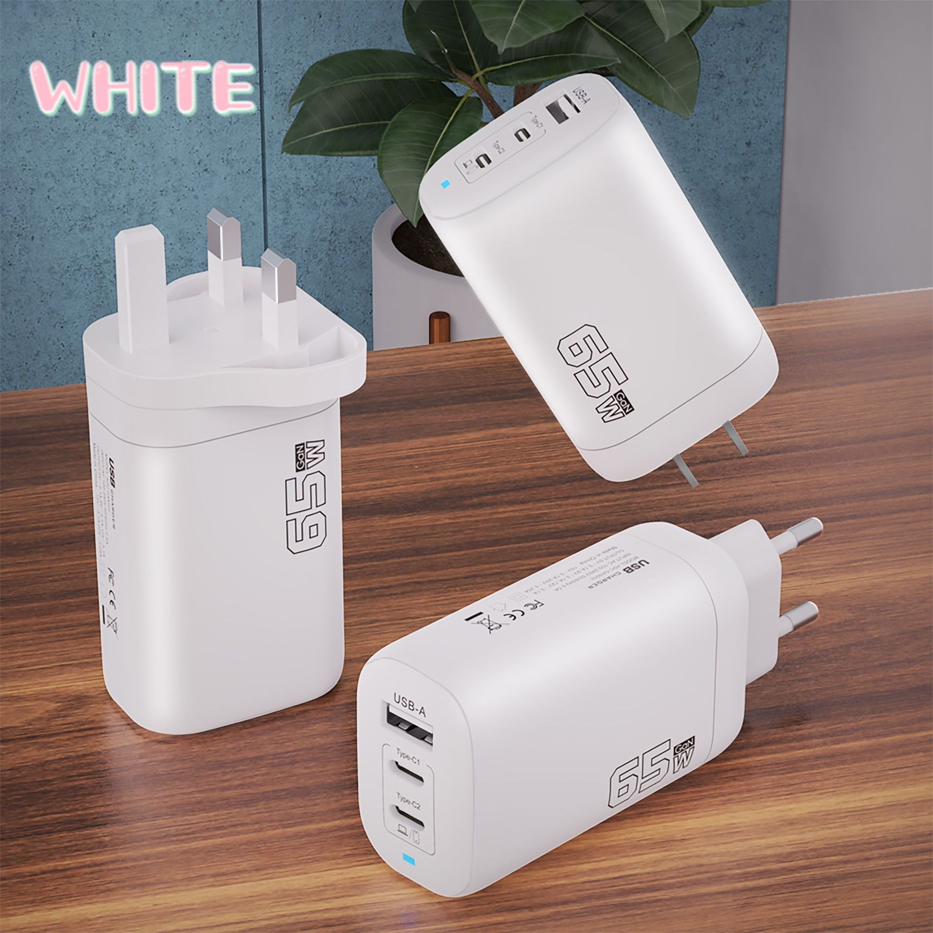 Cargador de alta potencia multipuerto poroso con cabeza de carga rápida de uso general, estándar americano, estándar europeo, estándar británico, estándar australiano, multiinterfaz