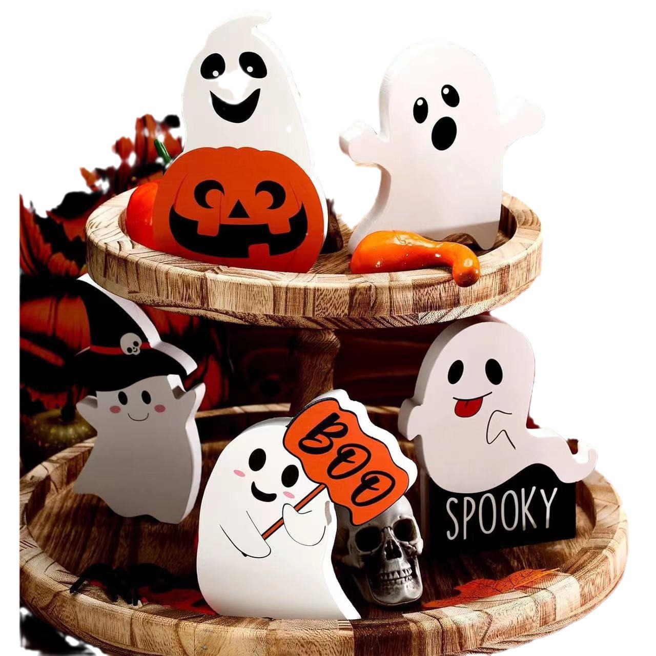 Nuove graziose decorazioni di Halloween a forma di fantasma, set da 5 pezzi, decorazione da tavolo in materiale PVC_voghion.com