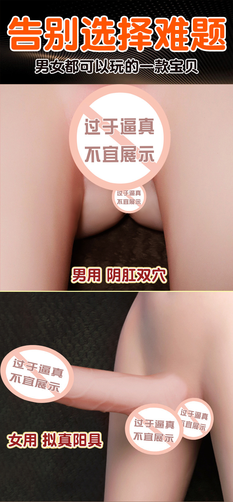 Jiuai Androgynous Half-Body Doll, TPE Inverted-Mold Masturbator with Dual Entry — detail image 3