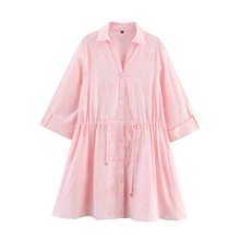 PB&ZA女装2025年夏季新款 甜美风减龄收腰短款刺绣连衣裙7484076