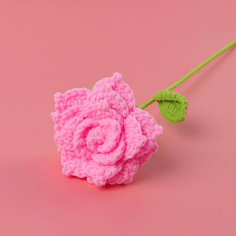 完成品クロスボーダー手作り花糸かぎ針編みバラ中国のバレンタインデーギフトニット造花卸売|undefined