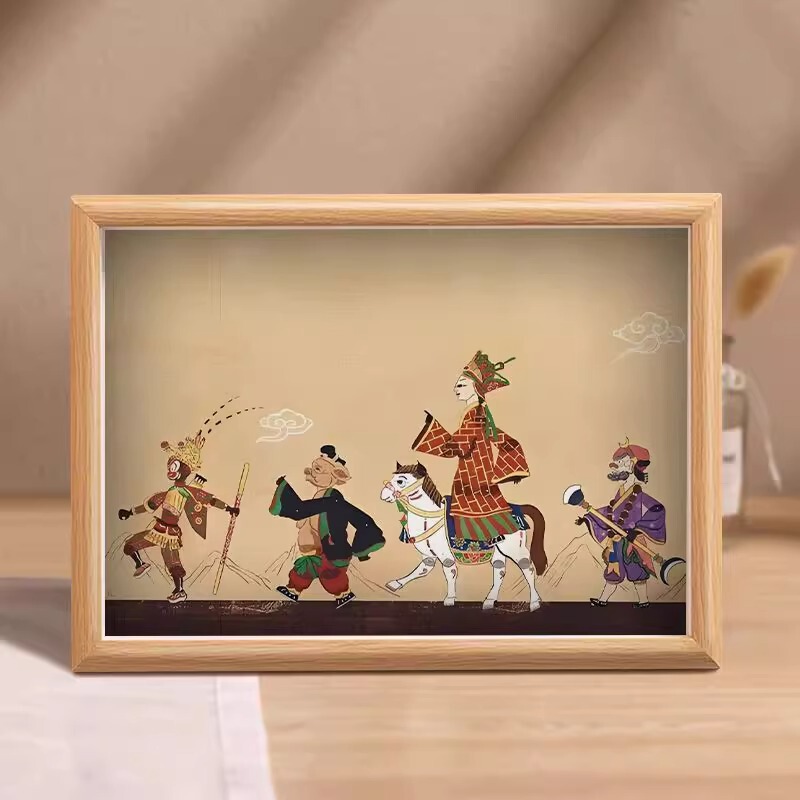 Intangible Cultural Heritage Shadow Puppetry Journey to the West Picture Frame Decoration Gift Home Decor Living Room Wall Art New Chinese Style Glass Frame Intangible Cultural Heritage Shadow Puppetry Journey to the West Picture Frame Decoration Gift Home Decor Living Room Wall Art New Chinese Style Glass Frame