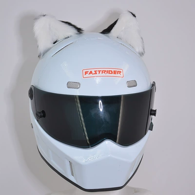 Kuromi Headwear, Helmet, Detachable – Motosiklet dəbilqələri - iron-wire-simulation-stereo-front-white-back-black-ears