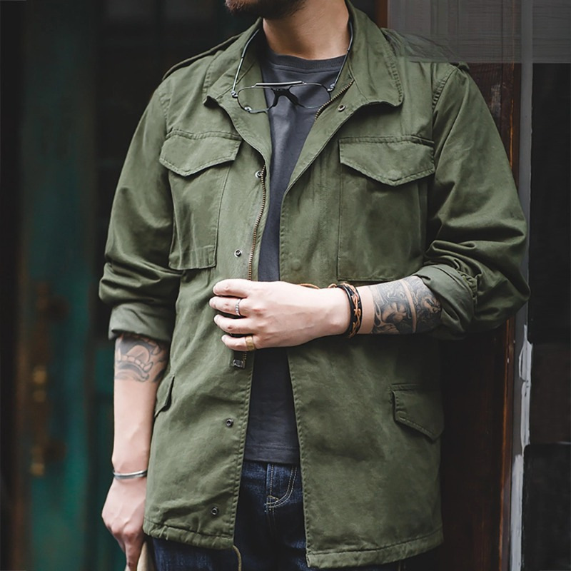 Cross-Border Workwear American Retro M65 Field Army Green Hunting Jacket Tough Guy Military Windbreaker Men's Coat
