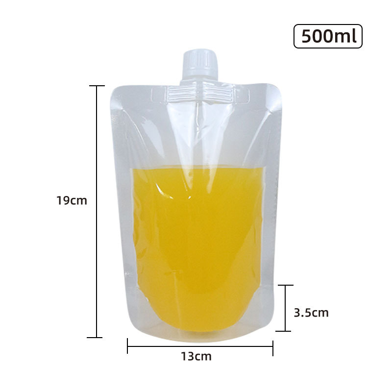 Boquilla de succión de leche de soja bolsa de pie paquete de té con leche bolsa transparente al por mayor bolsa de embalaje de boquilla desechable líquida de medicina china