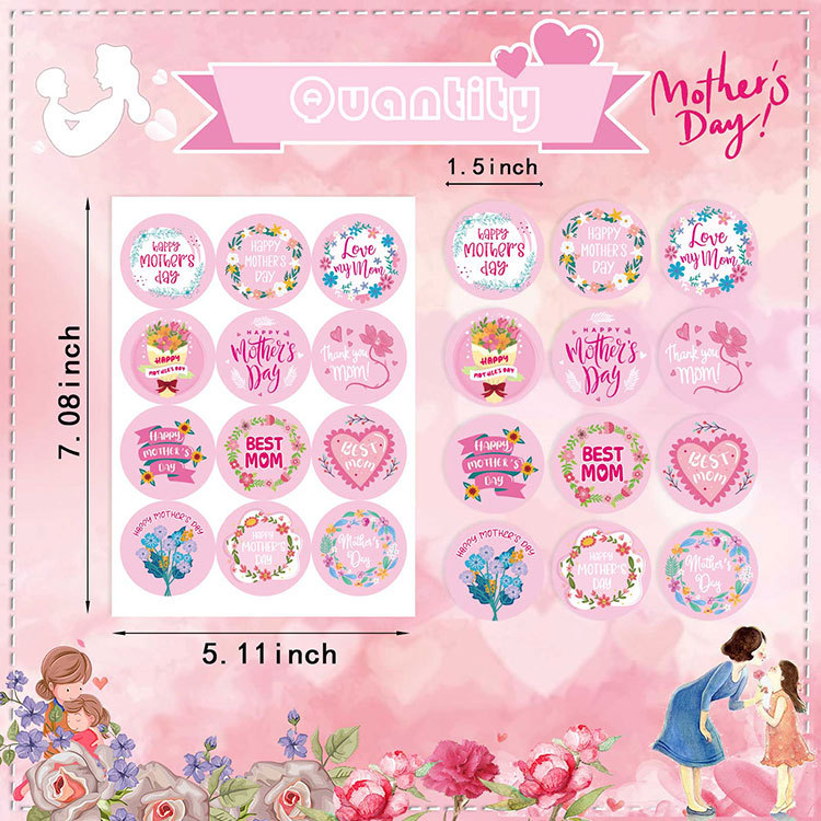 Feliz Día DE LA Madre regalo etiqueta decorativa madre caja de regalo embalaje caramelo bolsa de galletas sobre de la tarjeta pegatina de sellado