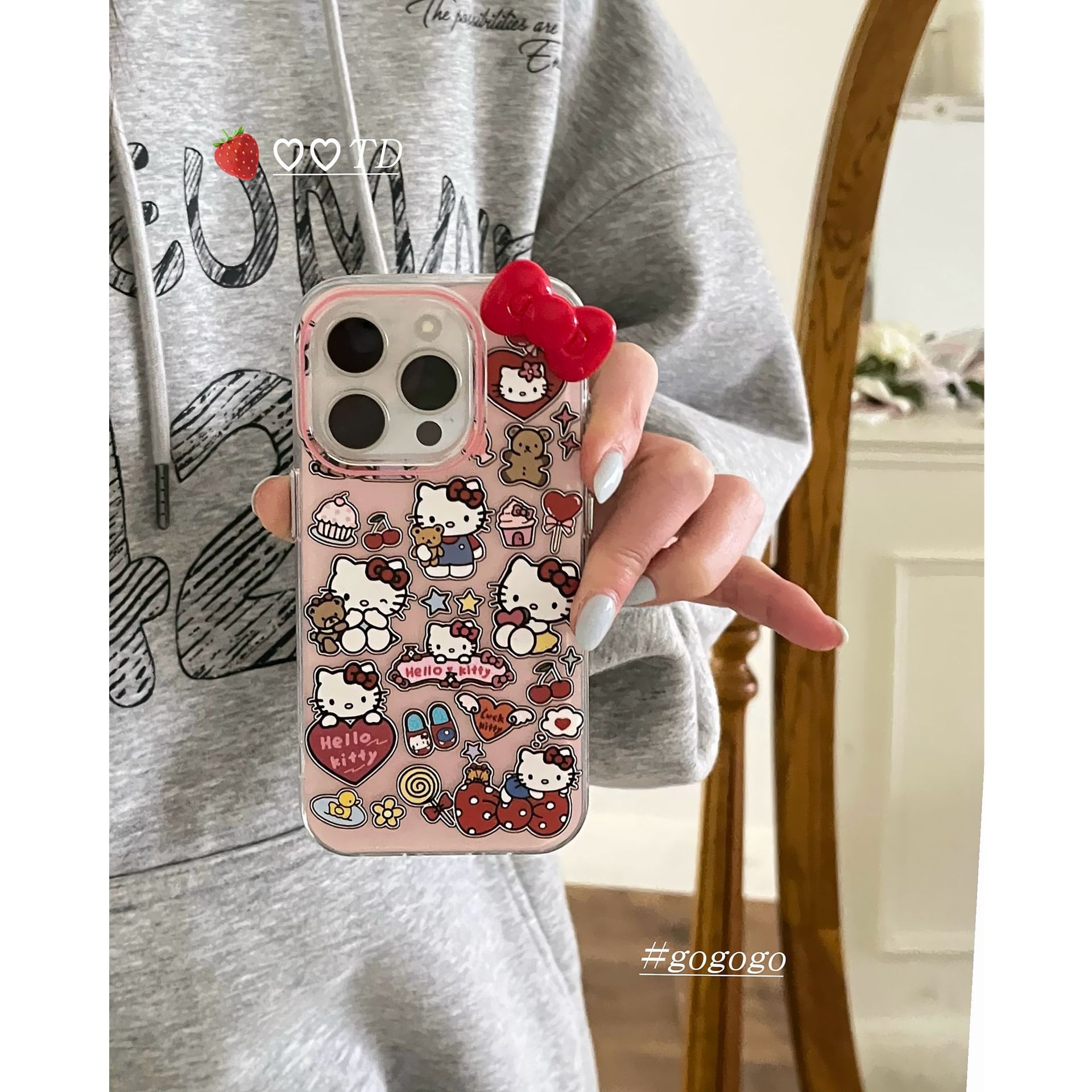 Ins Cute Bear KT Cat Adecuado para Apple 15ProMax Funda para teléfono iPhone 16Pro Mujer 14/13 Nuevo 16P