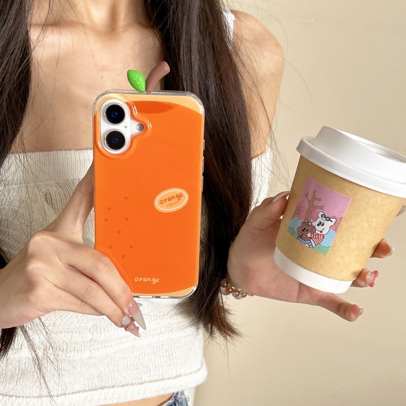 Creativa y divertida pera naranja tridimensional para Apple 15 funda para teléfono iphone16ProMax pareja 13 nuevo 14