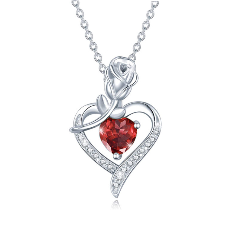 1 Piece Fashion Heart Shape Alloy Inlay Artificial Diamond Womenu0027S Pendant Necklace