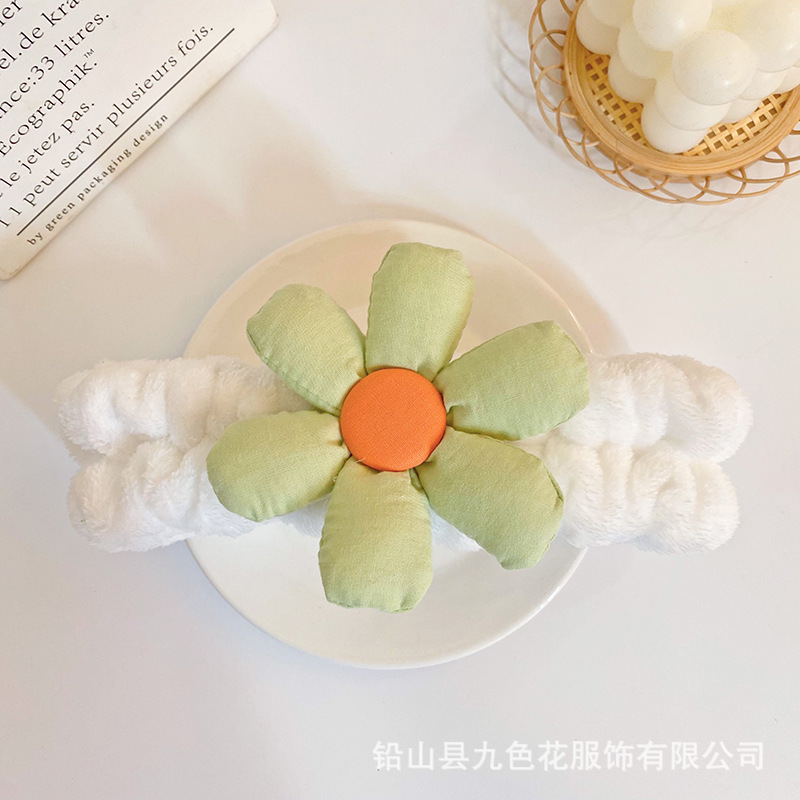 Estilo coreano creativo crisantemo flor banda de pelo Internet celebridad chica lavado de cara maquillaje lindo Super Hada diadema de punto accesorios para el cabello al por mayor