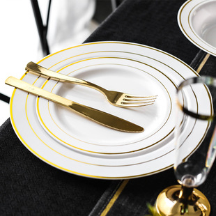 7.5-inch 9-inch 10.25-inch disposable plastic gilding side plate Western plate steak salad plate porcelain white disc