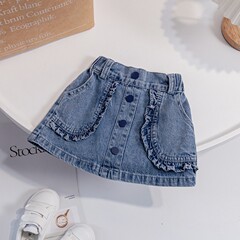 Children's clothing girls' fashionable denim skirt baby 2023 spring and summer clothing new children's Korean version versatile short skirt trendy