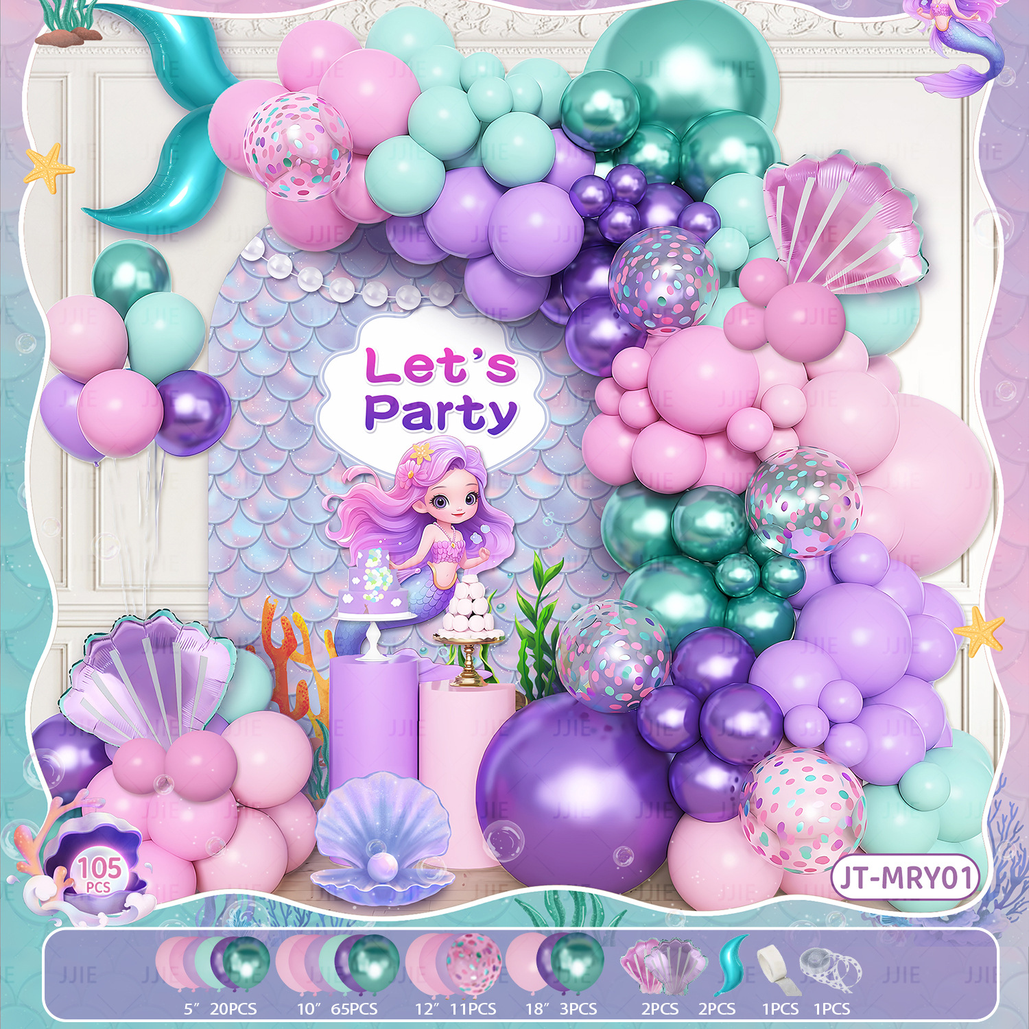 Amazon sirena cadena de globo cola sirena set de globo mar temático fiesta decoración para niños