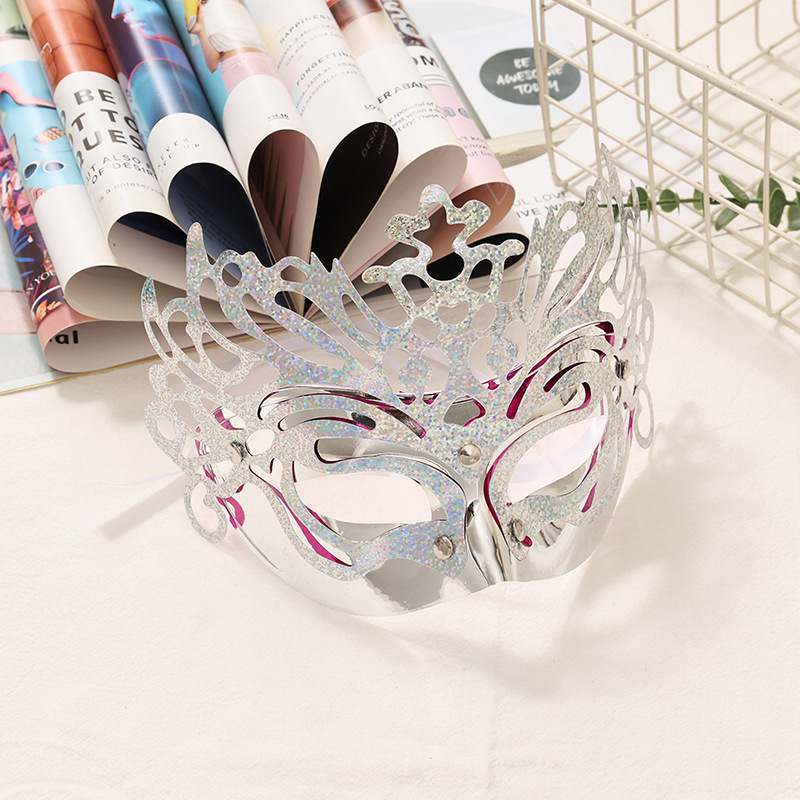 Máscara veneciana media cara carnaval Halloween con corona