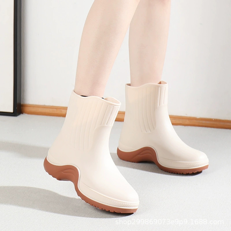 Мода Four Seasons Кухонная обувь Дождь Женская короткая трубка экспорт износостойкая работа дождевые сапоги водонепроницаемые нескользкие купить овощи носить резиновые туфли