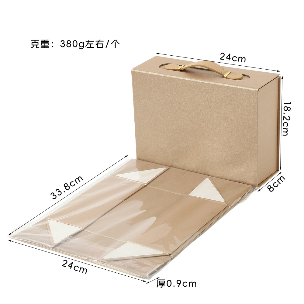 Caja plegable de una pieza con tapa de absorción magnética de alta calidad, caja de mano de cuero, caja vacía, embalaje de regalo, caja de regalo de embalaje portátil