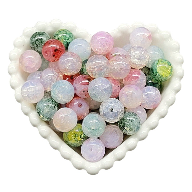 10mm Proteína Espolvoreada de oro y jade, cuentas de vidrio rotas, cuentas sueltas, cadena de teléfono móvil, material de bricolaje, pulsera, accesorios con cuentas