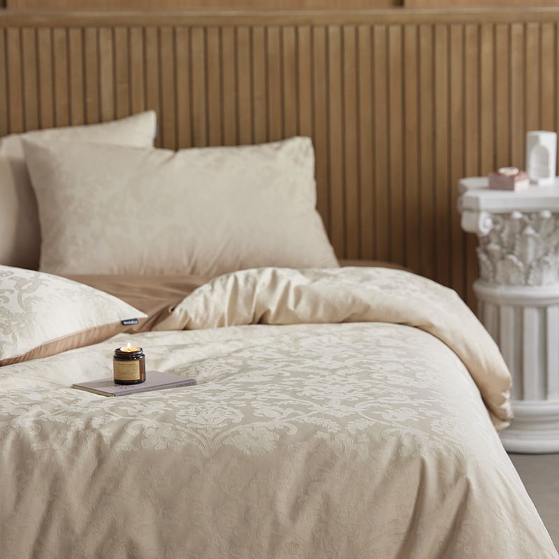 100% de algodón en relieve Jacquard cuatro piezas de cama cuatro piezas de cama de clase A sábanas de algodón de grado madre y bebé sábanas de cama